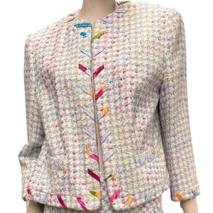 Escada Multicolor Tweed Silk Lined Blazer